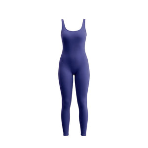 Bazic Suit in Navy – long-line jumpsuit with a clean front and a deep open back – Hype Harmony