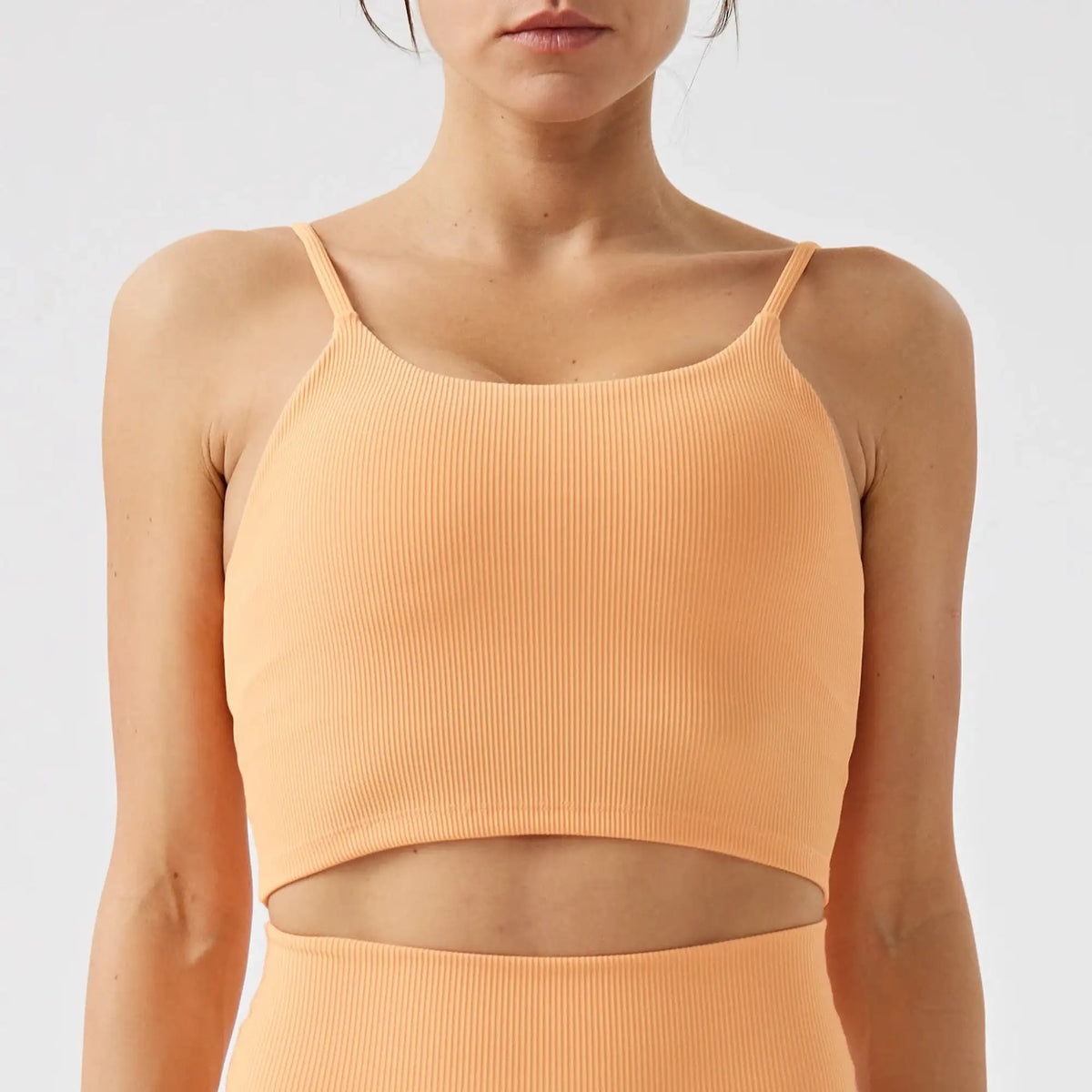 Layover-Ribbed Top in Orange – ribbed-knit top with a close, smooth stretch fit that holds shape through layering – Hype Harmony