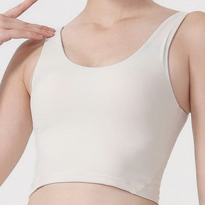 Offline Top in Off White – V-neck sleeveless cropped top with minimal seams – Hype Harmony