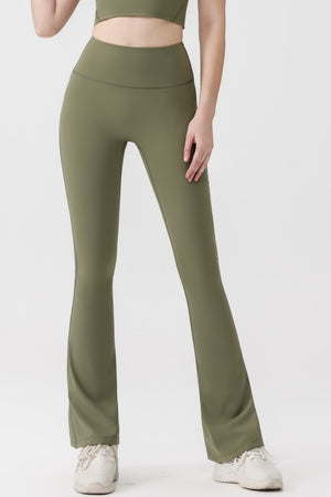 Offline Flare in Olive – high-rise flare pants with minimal seams and a soft flared leg – Hype Harmony
