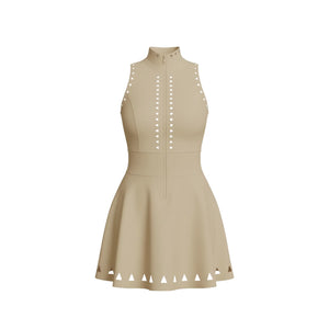 Vega Dress – high-neckline dress with a front zip, open back, and laser-cut detailing – Hype Harmony (photo 9 of 14)