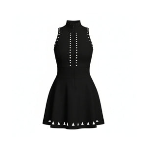 Vega Dress – high-neckline dress with a front zip, open back, and laser-cut detailing – Hype Harmony (photo 7 of 14)