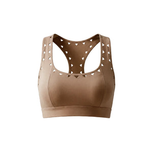 Vega Micro-Top in Brown – micro-top with a scoop front, high halter neck, and laser-cut details – Hype Harmony