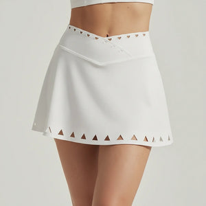 Vega Skirt – skirt with a V-shaped waistband, laser-cut detailing, and built-in inner shorts – Hype Harmony (photo 5 of 24)