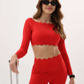Vista Top – off-shoulder cropped top with long sleeves and scalloped edges – Hype Harmony (photo 3 of 15)