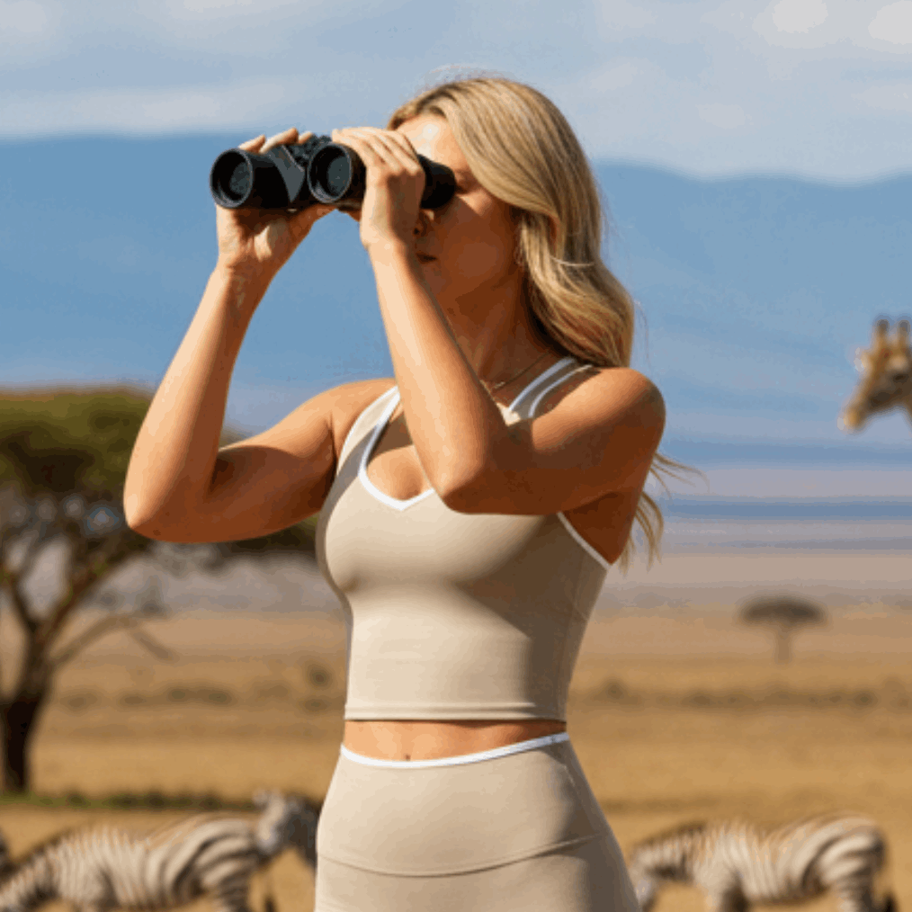 Nova Top in Beige – scoop-neck top with an open racerback – Hype Harmony