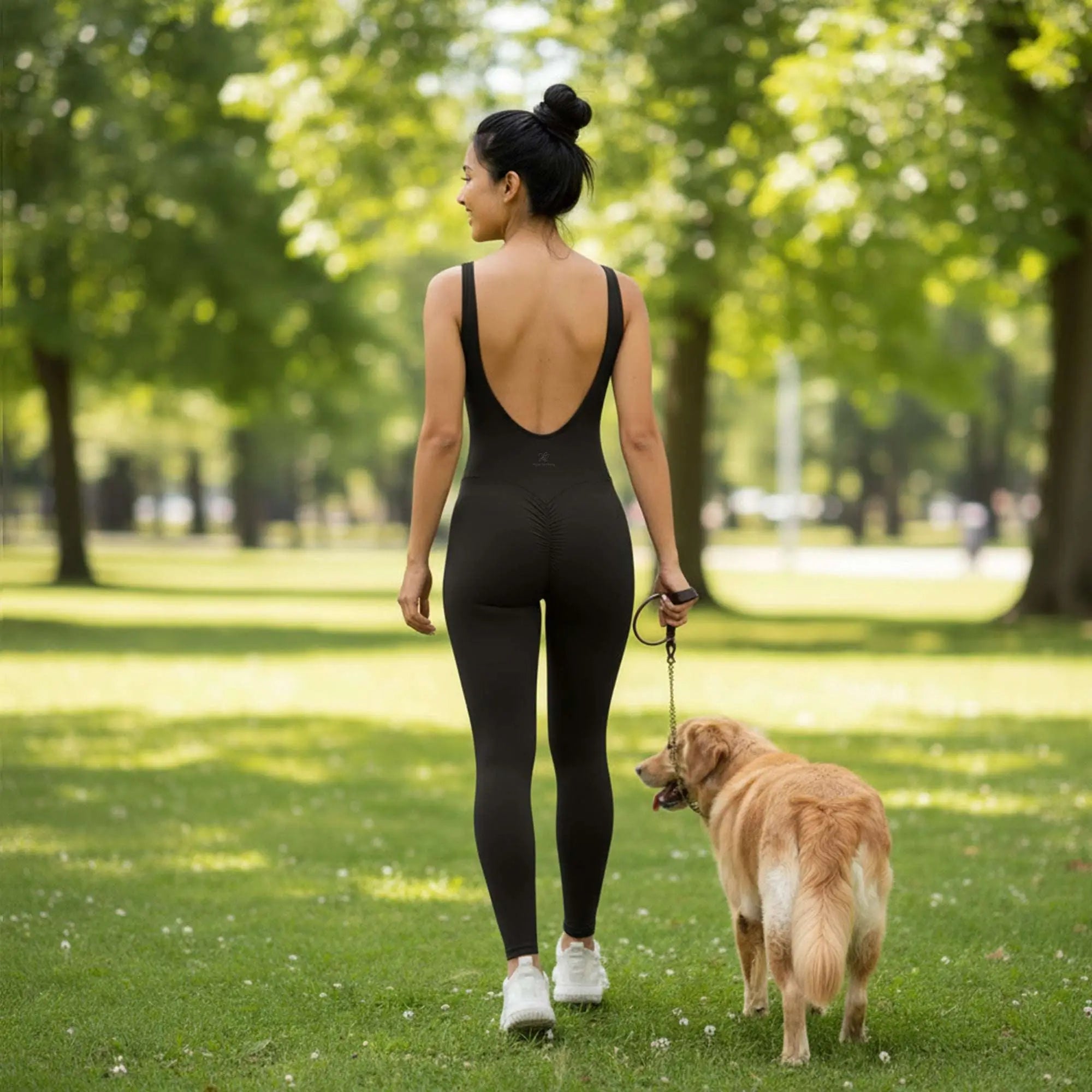 Bazic Suit in Black – long-line jumpsuit with a clean front and a deep open back – Hype Harmony