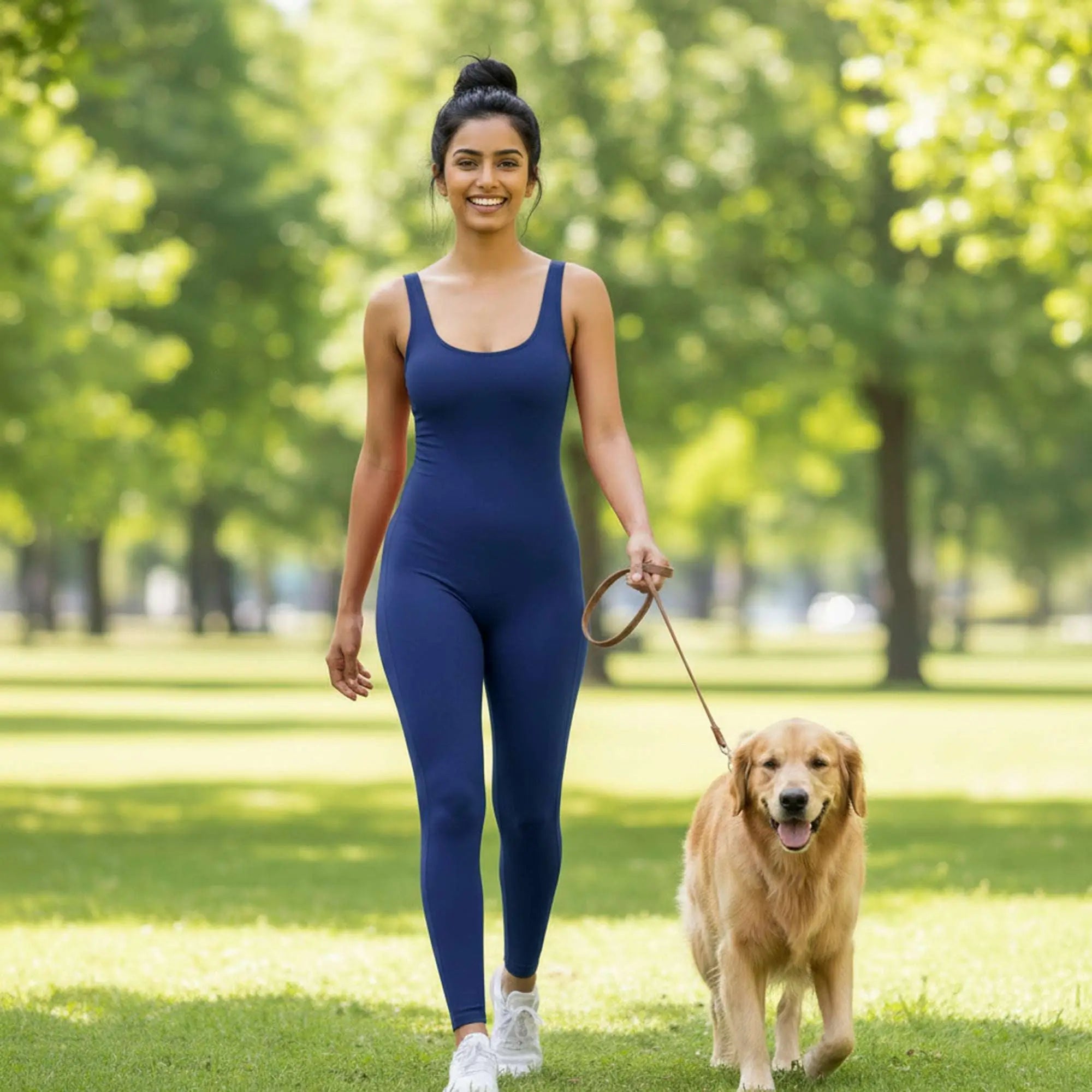 Bazic Suit in Navy – long-line jumpsuit with a clean front and a deep open back – Hype Harmony