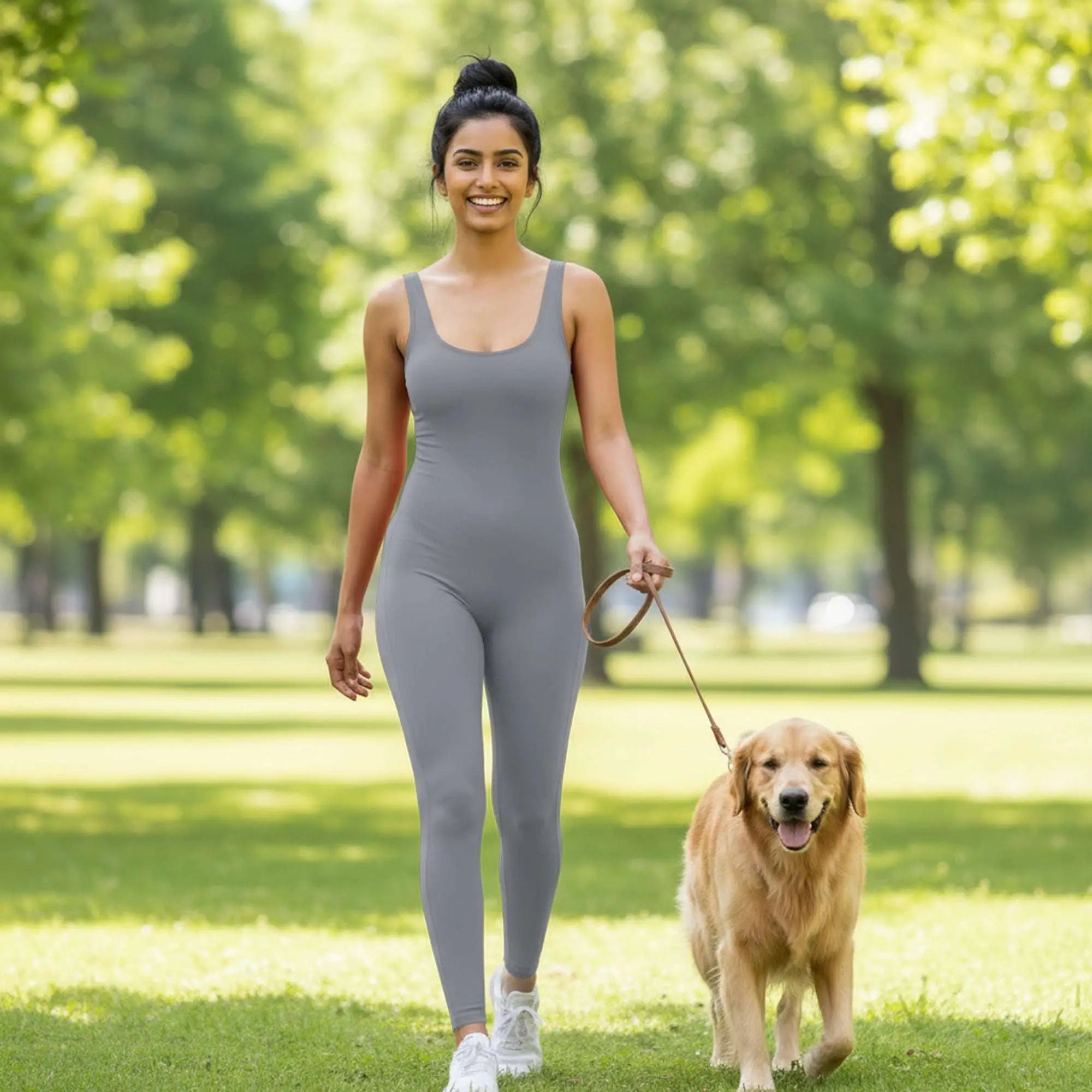 Bazic Suit in Gray – long-line jumpsuit with a clean front and a deep open back – Hype Harmony