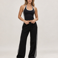 Day2Night Top in Black – halter-neck top with clean contrast piping – Hype Harmony
