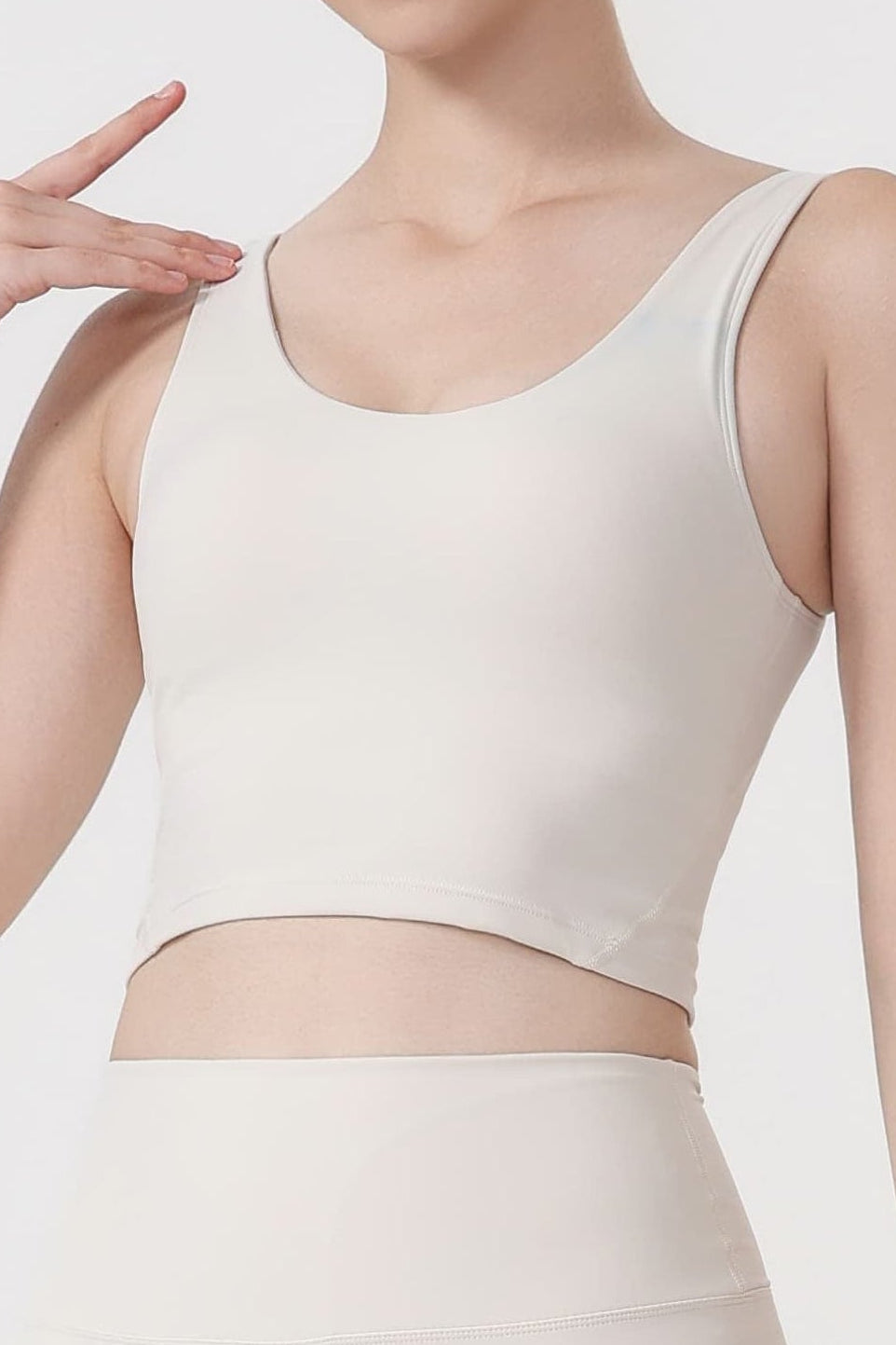Offline Top in Off White – V-neck sleeveless cropped top with minimal seams – Hype Harmony