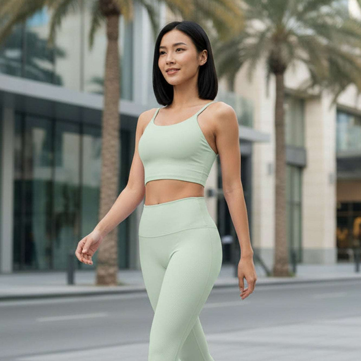 Layover-Ribbed Top in Lime Green – ribbed-knit top with a close, smooth stretch fit that holds shape through layering – Hype Harmony