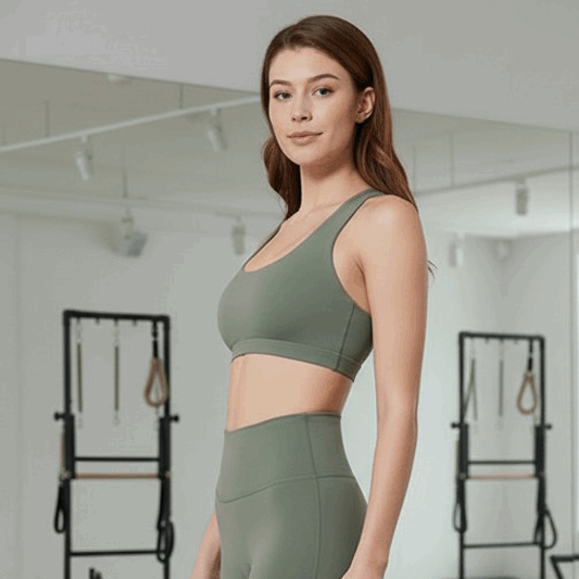 Velo Micro-Top in Olive – micro-top with a clean front and X-strap back – Hype Harmony
