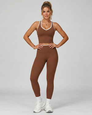 Nova Top in Brown – scoop-neck top with an open racerback – Hype Harmony